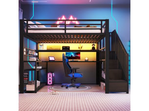 Lit mezzanine 140x200 cm <strong>MIVRAY </strong> <strong></strong> coloris noir