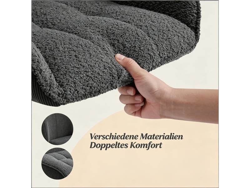  Lot de 2 tabourets de bar réglables,52x50x87-109 cm,chenille,gris foncé  - Conforama D