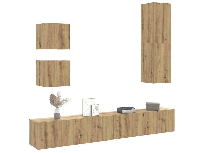  Ensemble de meuble tv - banc tv - meuble de rangement mural 5 pcs chêne artisanal  - Conforama B