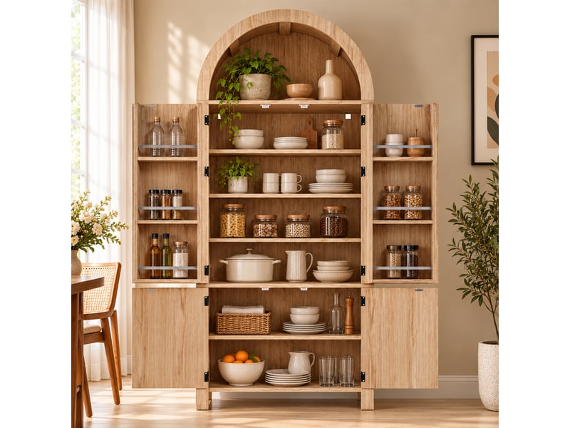 Meuble de cuisine muvano, armoire de rangement cintrée couleur bois, 78 × 40 × 180 cm - Conforama D