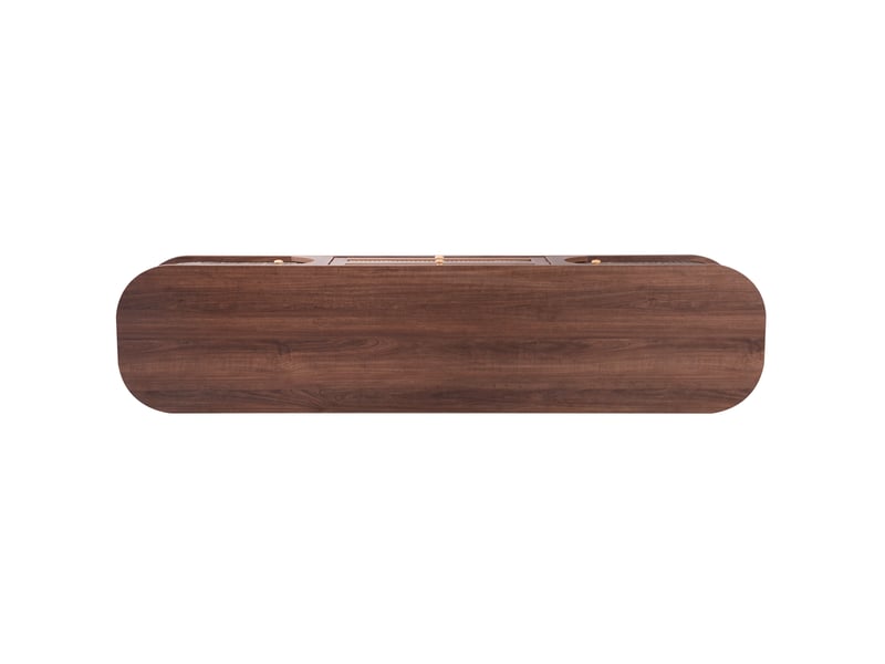 Meuble tv bois naturel avec portes et tiroirs – côtés effet rotin – style campagne, grande capacité de rangement - Conforama D