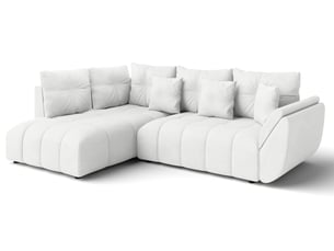 Canapé d'angle réversible convertible <strong>AX LIVING </strong> <strong>Corleone</strong> 4 places Velours blanc avec coffre de rangement