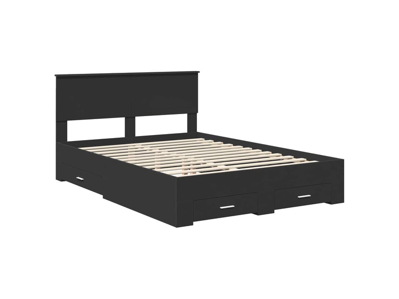 Lit double- lit adulte - cadre de lit avec tiroir noir 135 x 190 cm bois d'ingénierie - Conforama C