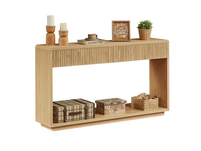  Console d'entrée moderne 150x35x85 cm à 2 tiroirs, coloris chêne clair  - Conforama A
