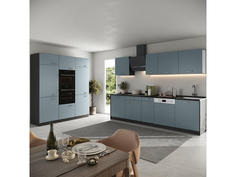  Vicco cuisine, bleu-grisanthracite, 180cm sans plan de travail  - Conforama C