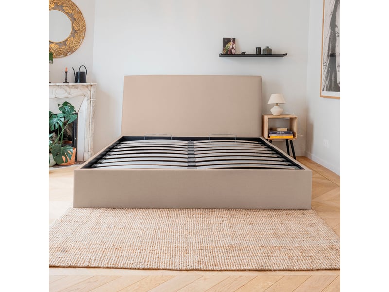  Lit coffre 160x200cm - beige - collection emma - morphea  - Conforama B