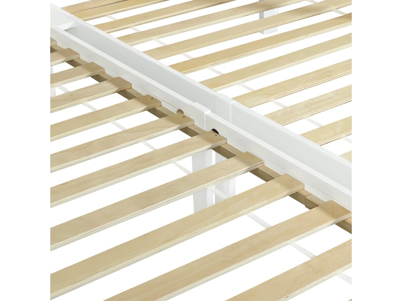  Lit superposé triple avec échelle latérale - 3 couchages de 90x200cm - 1 couchage en hauteur et 2 couchages inférieurs - avec sommier à lattes - blanc  - Conforama E