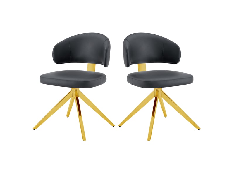 Chaise pivotante moderne 54 x 50,5 x 77 cm – noir et doré – assise confortable, rotation complète à 360° - Conforama A