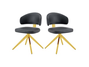 Chaise pivotante moderne 54 x 50,5 x 77 cm – noir et doré – assise confortable, rotation complète à 360°