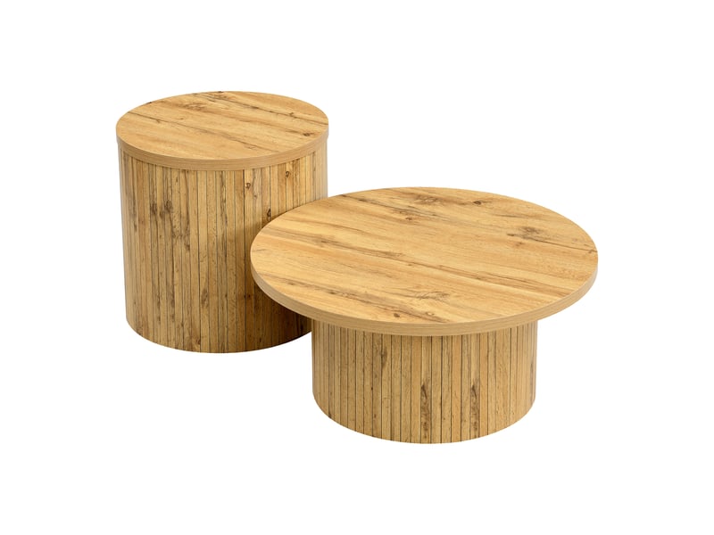 Table basse ronde ensembles mdf naturel 75 cm et 50 cm - Conforama R