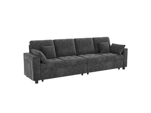 Canapé droit convertible HAVRYA  4 places Polyester gris