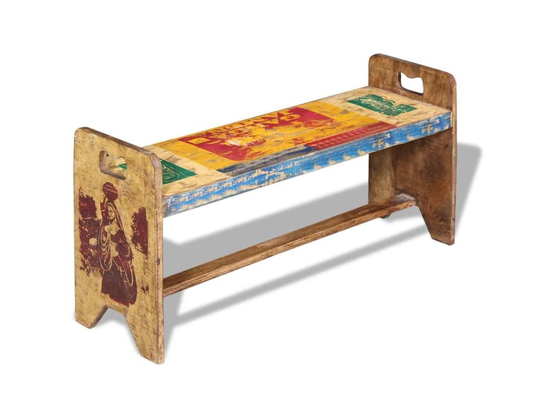  Banc d'entrée, banc d'intérieur bois massif recyclé 100x30x50 cm  - Conforama C