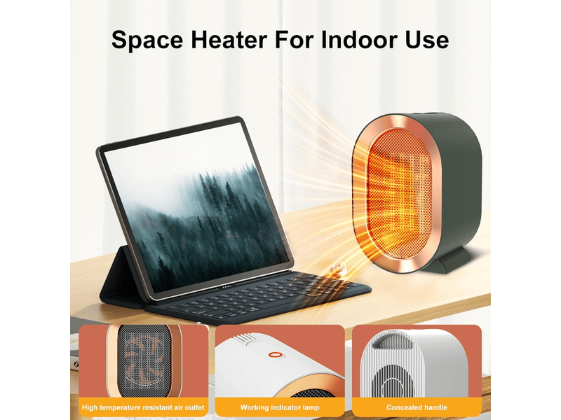  Chauffage d'appoint électrique d'intérieur portable, 1 200 w, avec thermostat, pour grandes pièces, chambres et bureaux, noir  - Conforama C