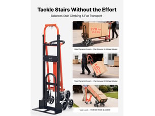 Vevor diable escalier chariot monte escalier convertible 3 en 1 pliant 350 kg