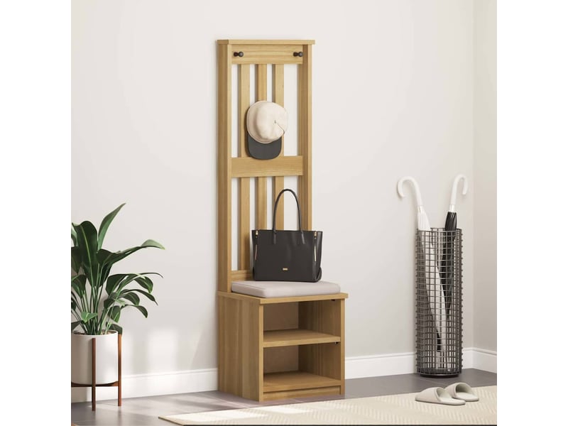  Porte manteau couloir sandnes 45x40x159,5 cm bois massif pin shl81740  - Conforama B