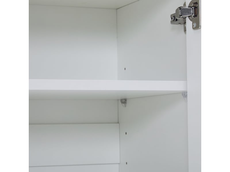  Meuble à chaussures 4 portes, 2 tiroirs et niche ouverte pour entrée 130×37×100 cm blanc  - Conforama D