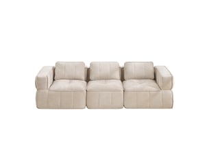 Canapé modulable 3 places 271 cm, assise profonde, mousse haute densité 32d, tissu polyester, sans montage, beige