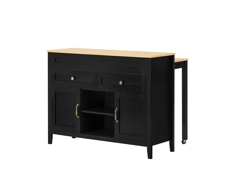  Îlot de cuisine avec table extensible 120x40-76x92 cm en mdf noir  - Conforama D