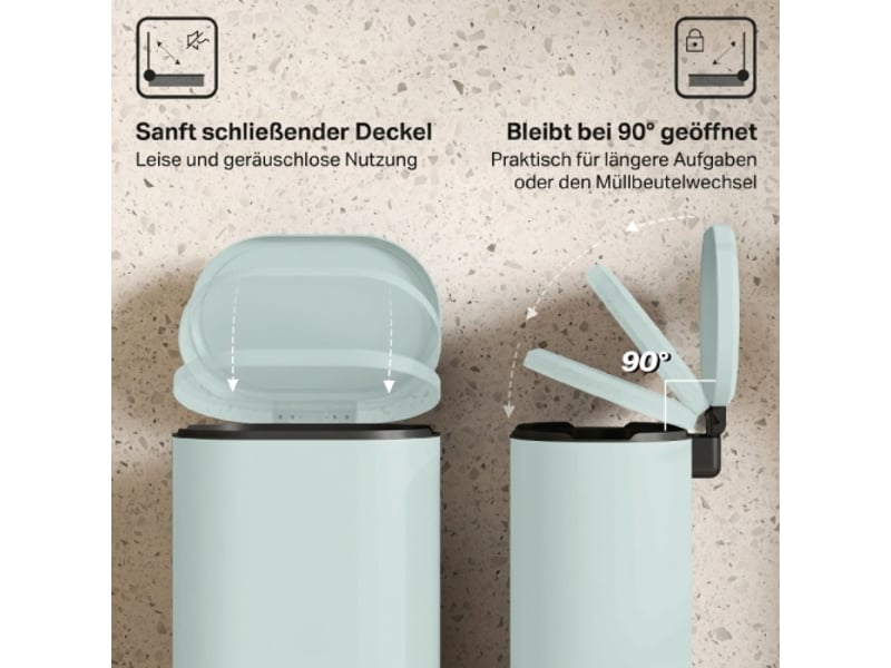 Poubelle à pédale verte 30 l, couvercle soft-close, pédale en métal, 36,5x31x61 cm - Conforama D
