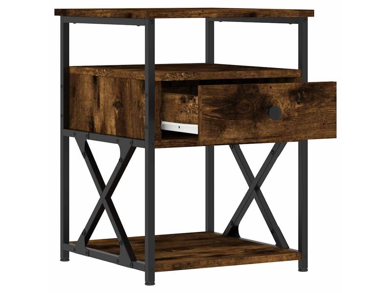  Table de chevet - cabinet de chevet - table de nuit chêne fumé 40x42x55 cm bois d'ingénierie  - Conforama E
