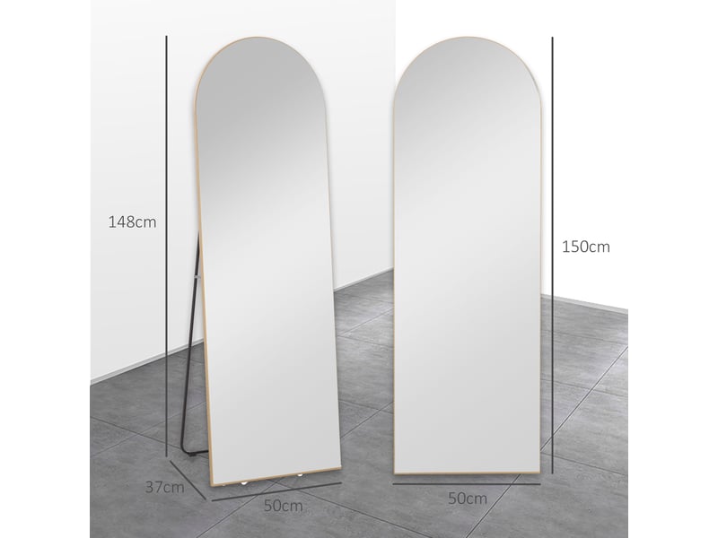  Miroir sur pied sans cadre avec support en métal doré 50 x 150 cm  - Conforama C