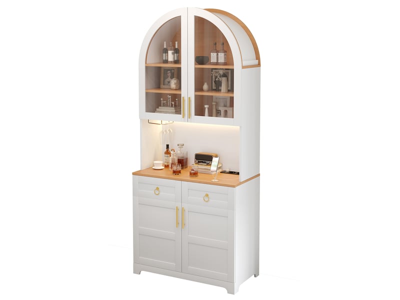 Buffet haut avec led pilotée par application 80x40x180 cm blanc - Conforama A