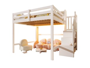 Lit mezzanine 140x200 cm MEUBLIV coloris blanc