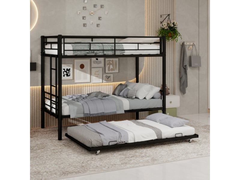  Lit superpose avec rangement métal haute résistance | stable et silencieux | barrières de sécurité | sans sommier à ressort nécessaire  - Conforama B