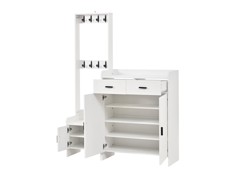  Portemanteau avec banc et rangement blanc 125 x 165 cm en mdf  - Conforama D