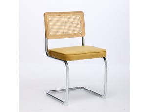 Lot de 2 chaises de salle à manger en velours doré et rotin