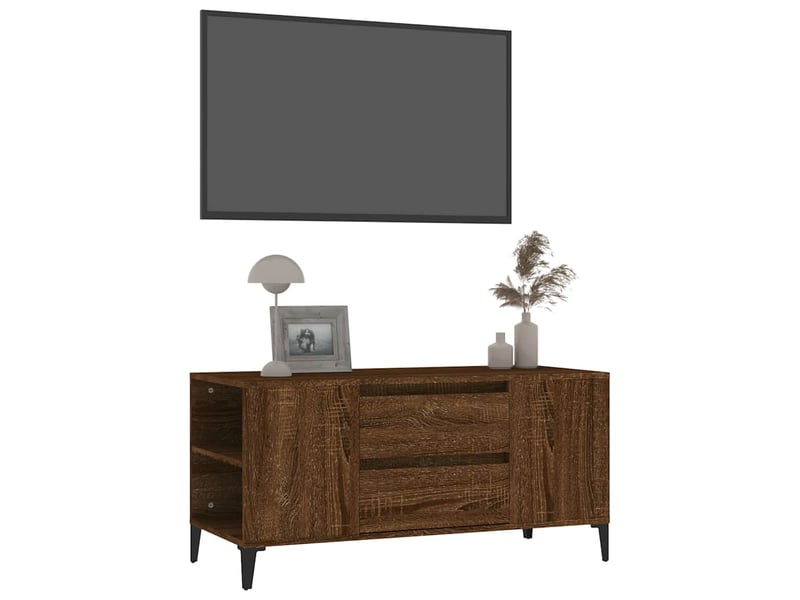  Meuble tv - banc tv - meuble de rangement chêne marron 102x44,5x50 cm bois d'ingénierie  - Conforama D