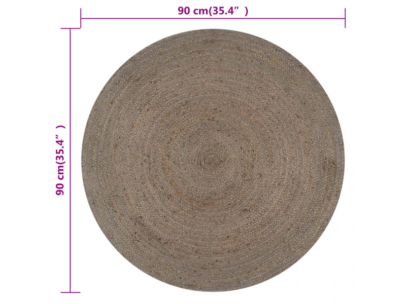  Tapis fait à la main jute rond 90 cm gris - comfortxl 133662 - Conforama E