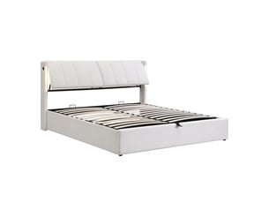 Lit coffre 140x190 cm <strong>SEYAKANY</strong>  <strong></strong> coloris blanc