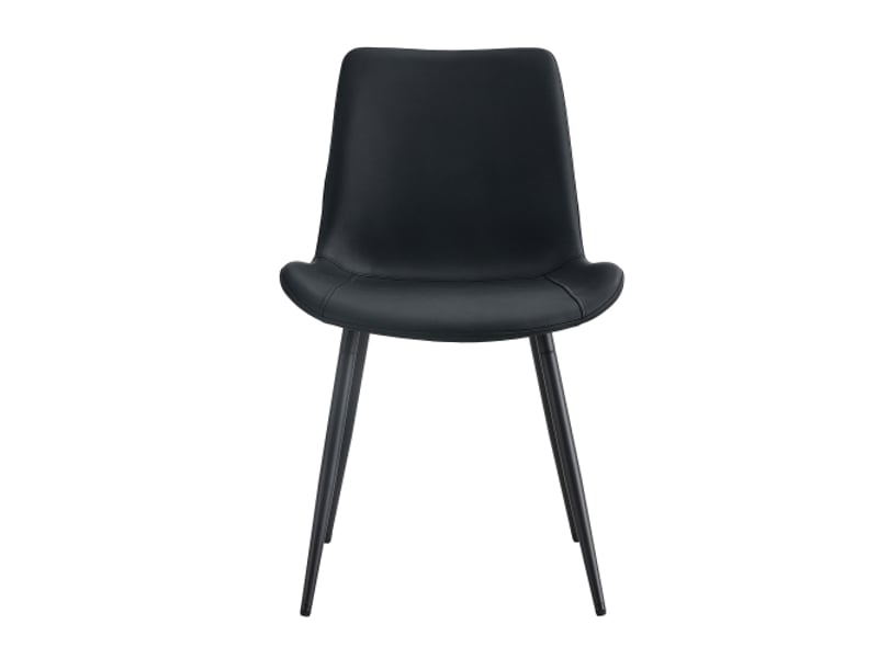  Lot de 4 chaises de salle à manger modernes en simili cuir noir, pieds métalliques  - Conforama A