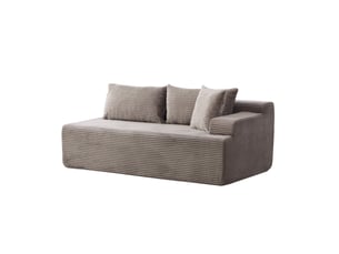 Canapé modulaire 2 places en chenille gris avec chaise longue