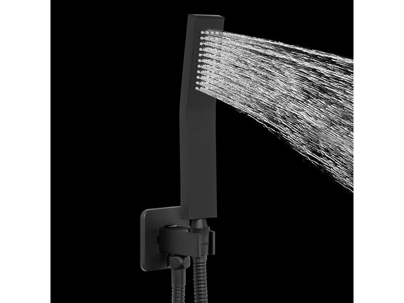  Coude de douche mural avec support de douchette - support de douche carré en laiton massif avec raccord pour tuyau de douche et bride g12, noir  - Conforama E