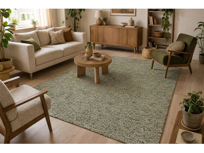  Tapis nepal olive ii vert mélange - laine, double face, naturel 120x170 cm  - Conforama D