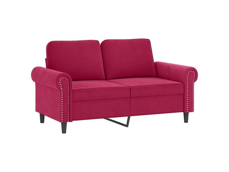  Canapé droit, sofa, canapé 2 places avec oreillers bordeaux 120 cm velours cf19923  - Conforama D