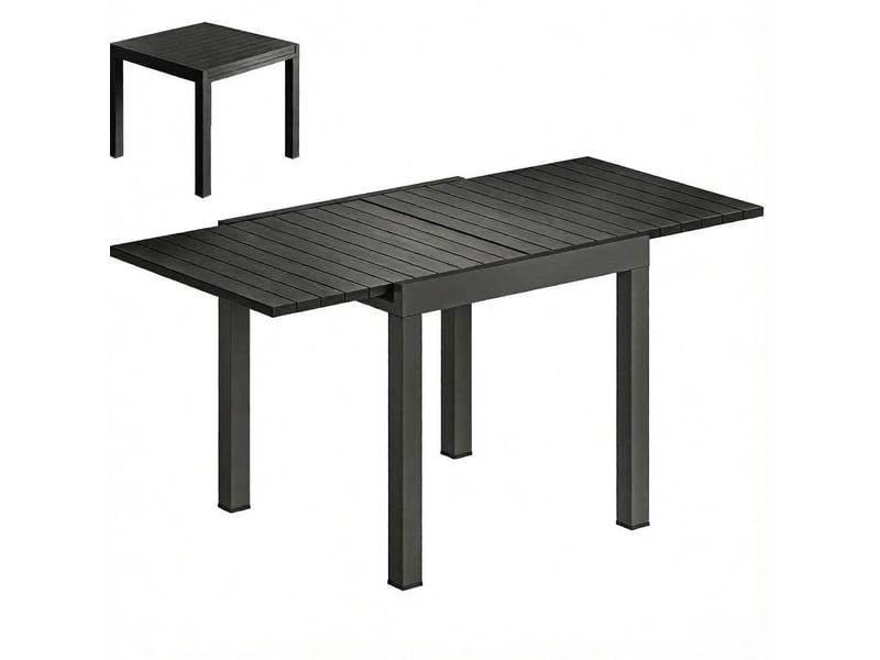  Table de jardin extensible en aluminium noir 80 à 160 cm, pour 4 à 6 personnes  - Conforama A