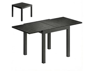 Table de jardin extensible en aluminium noir 80 à 160 cm, pour 4 à 6 personnes