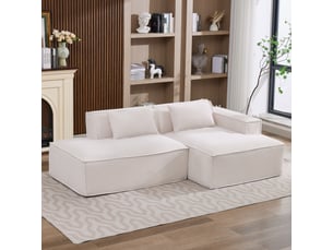 Canapé d'angle réversible convertible <strong>SAPGAKS</strong> <strong></strong> 3 places Coton / Polyester beige