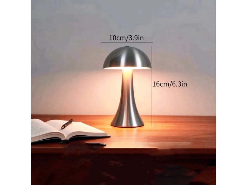  Lampe de table métal sans fil, design champignon – rechargeable usb, variateur tactile, vintage, pour intérieur et extérieur-blanc  - Conforama B