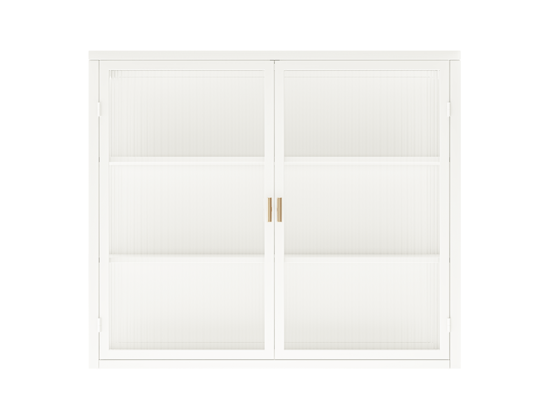 Armoire murale tcqpz 70 x 23 x 60 cm à 2 portes en verre trempé, 3 niveaux de rangement, métal blanc - Conforama B