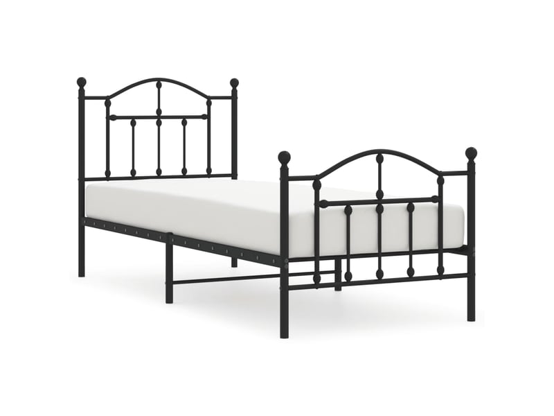  Lit simple- lit adulte -  cadre de lit métal sans matelas avec pied de lit noir 80x200 cm  - Conforama A