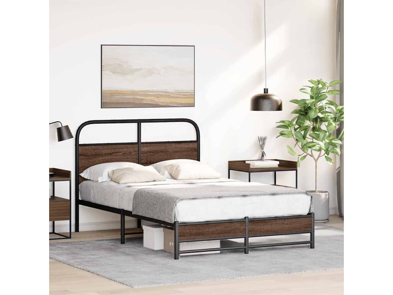  Lit double- lit adulte -  cadre de lit sans matelas 120x190 cm chêne marron  - Conforama C