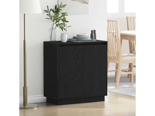 Buffet - bahut - meuble de rangement led chêne noir 71 x 34,5 x 75 cm bois d'ingénierie