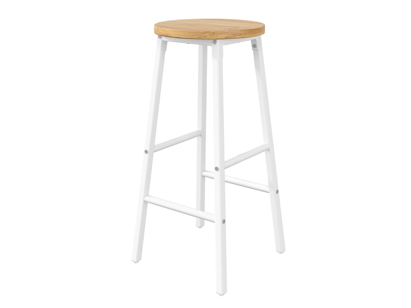  Tabourets de bar 30x30x63 cm lot de 2, avec double repose-pieds, tabouret cuisine design moderne, mdf et métal, blanc  - Conforama A