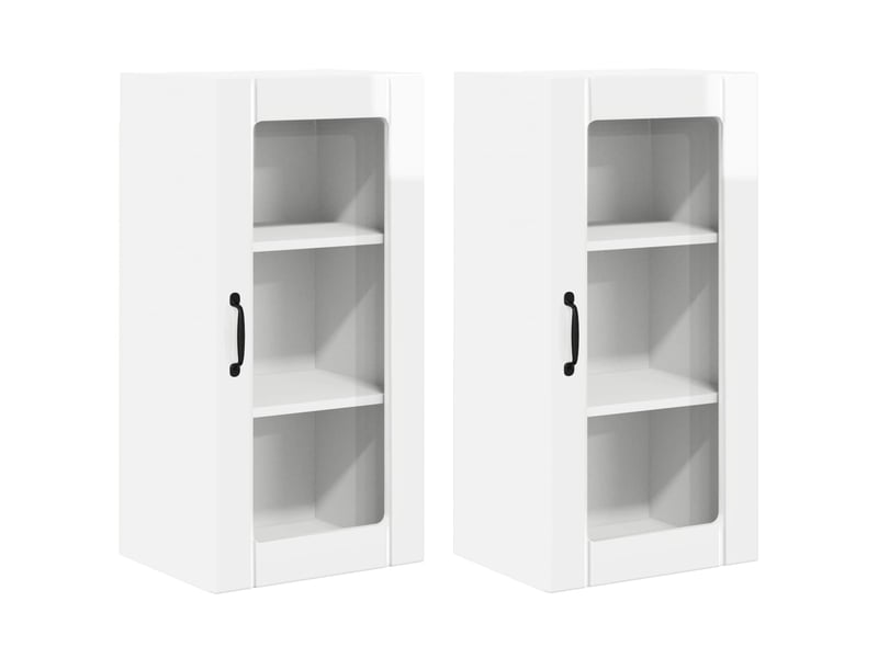Meuble mural de cuisine, cabinet en verre mural 2 pcs blanc brillant shl7888 - Conforama A