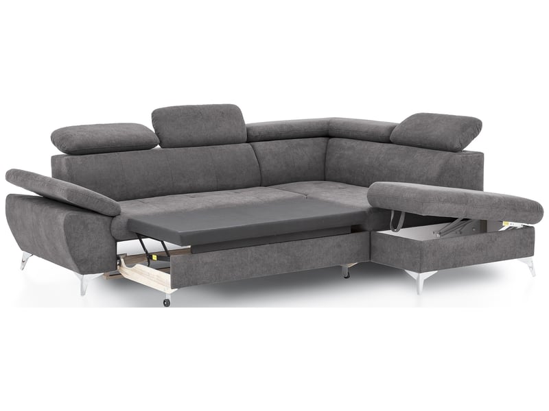 Canapé d'angle droit convertible 4 places en tissu ALLY 2 coloris gris - Conforama D
