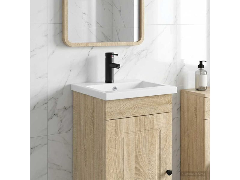  Lavabo de salle de bain avec robinet et évacuation noir mat shl8525  - Conforama B